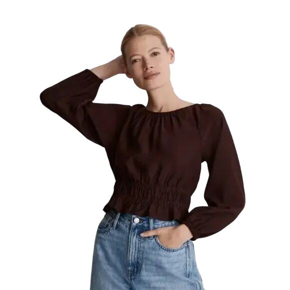 NWT Madewell Deep Indigo Navy Blue Twill Tie-Back Cutout Top - SIZE XL - Picture 4 of 9